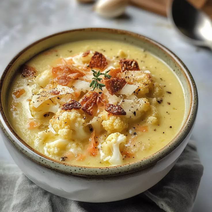 Blumenkohlsuppe mit geröstetem Knoblauch und Cheddar - Omas Tipps Rezepte